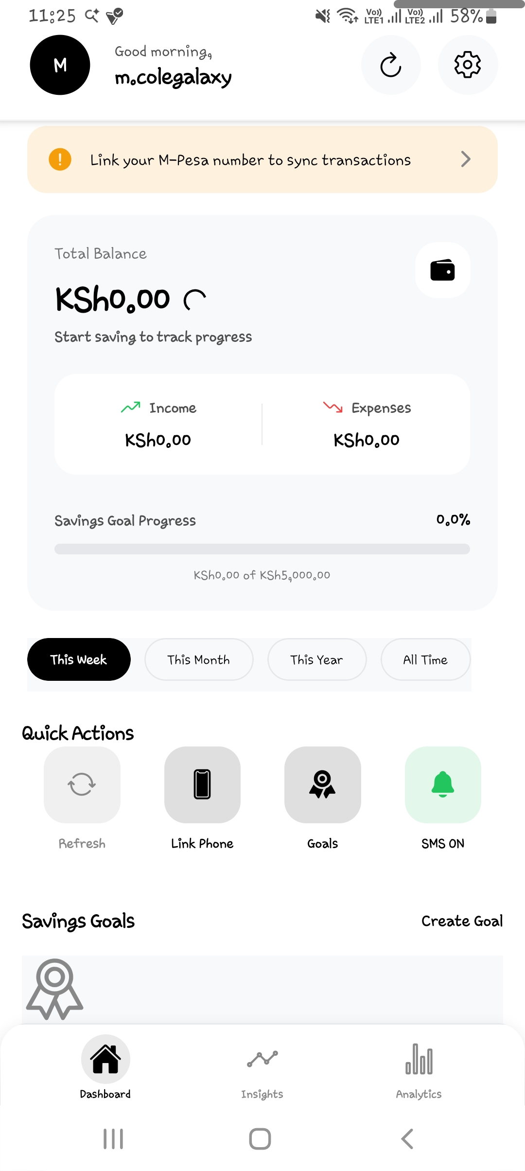 FinTrak mobile finance app screenshot